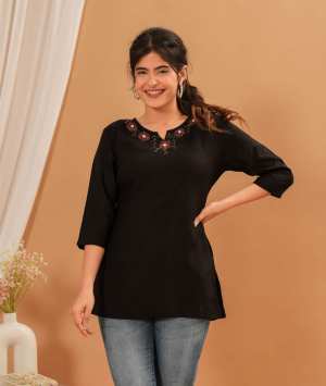 Rayon Fabric Short Kurti for Daily Wear