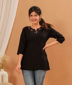 Rayon Fabric Short Kurti for Daily Wear